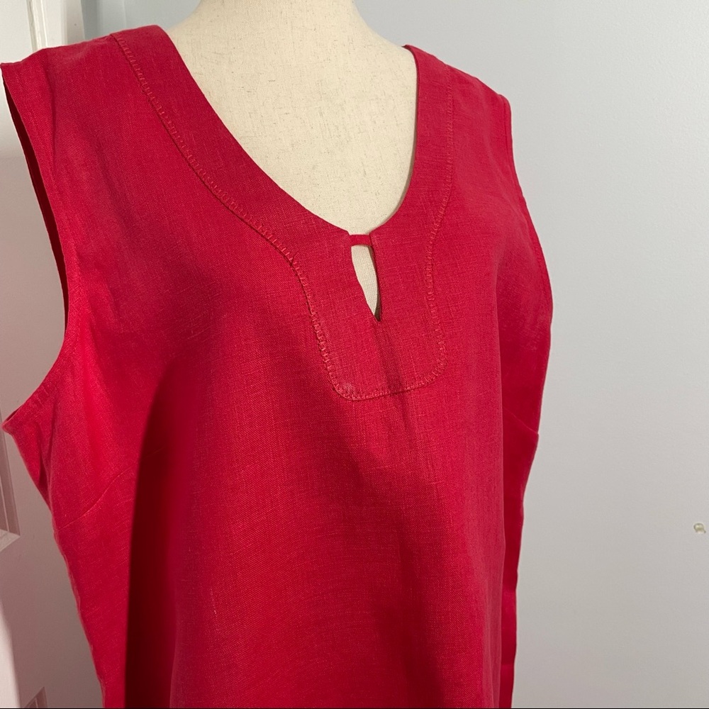 IVHO Red 100% Linen Midi Dress size XXL - Picture 2 of 8